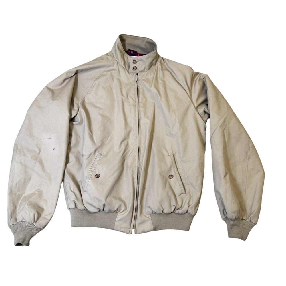 Vintage Baracuta G9 Harrington Jacket Tan Beige Fraser Tartan Lining 44L